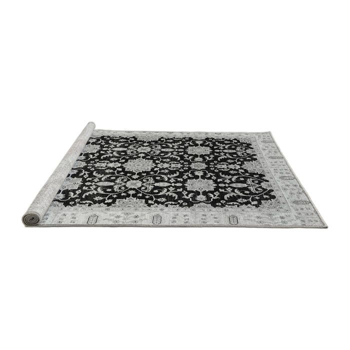 Sideview of Machine Washable Oriental Gray Traditional Rug, wshabs3507gry