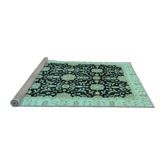 Sideview of Machine Washable Oriental Light Blue Traditional Rug, wshabs3507lblu
