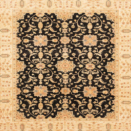 Square Abstract Chrome Gold Yellow Oriental Rug, abs3507