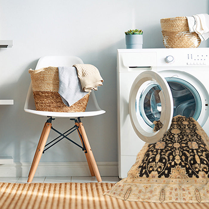 Machine Washable Abstract Chrome Gold Yellow Rug in a Washing Machine, wshabs3507