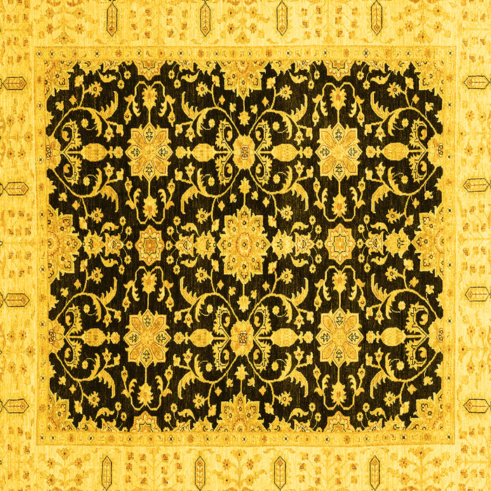 Square Machine Washable Oriental Yellow Traditional Rug, wshabs3507yw