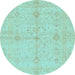 Round Machine Washable Abstract Light Blue Modern Rug, wshabs3508lblu