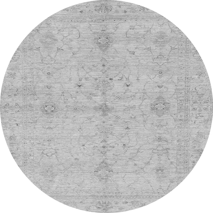Round Machine Washable Abstract Gray Modern Rug, wshabs3508gry