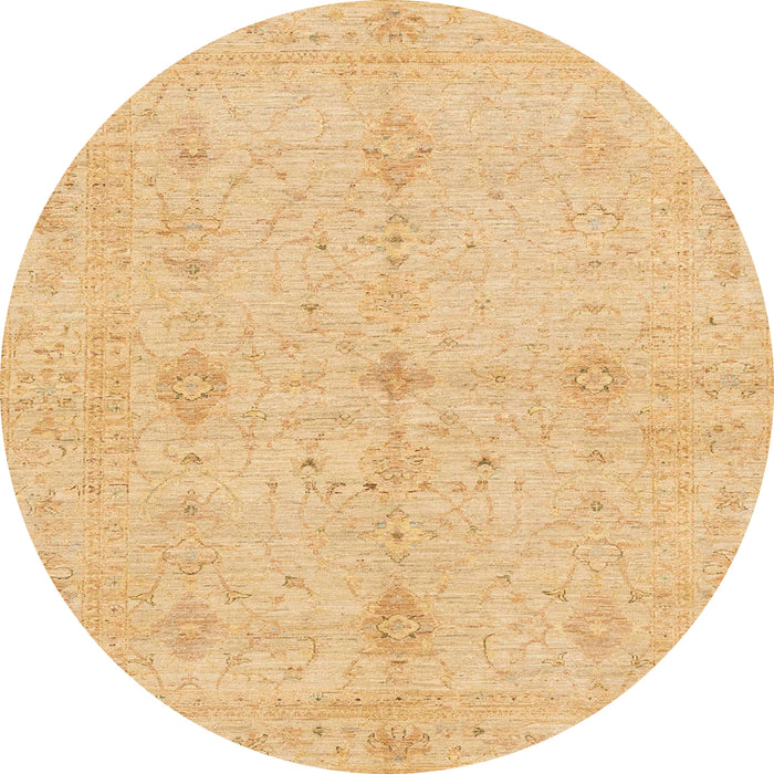Round Machine Washable Abstract Orange Rug, wshabs3508