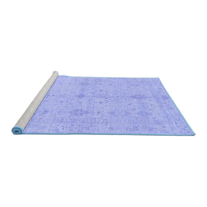 Sideview of Machine Washable Abstract Blue Modern Rug, wshabs3508blu