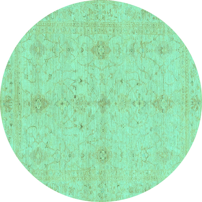 Round Machine Washable Abstract Turquoise Modern Area Rugs, wshabs3508turq