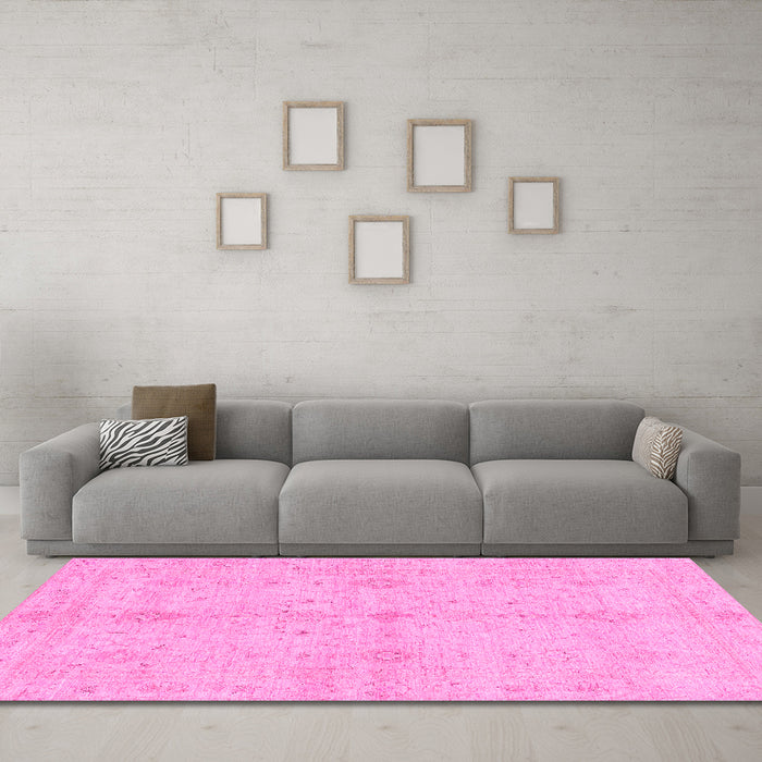 Machine Washable Abstract Pink Modern Rug in a Living Room, wshabs3508pnk