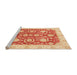 Sideview of Machine Washable Abstract Orange Red Rug, wshabs3509