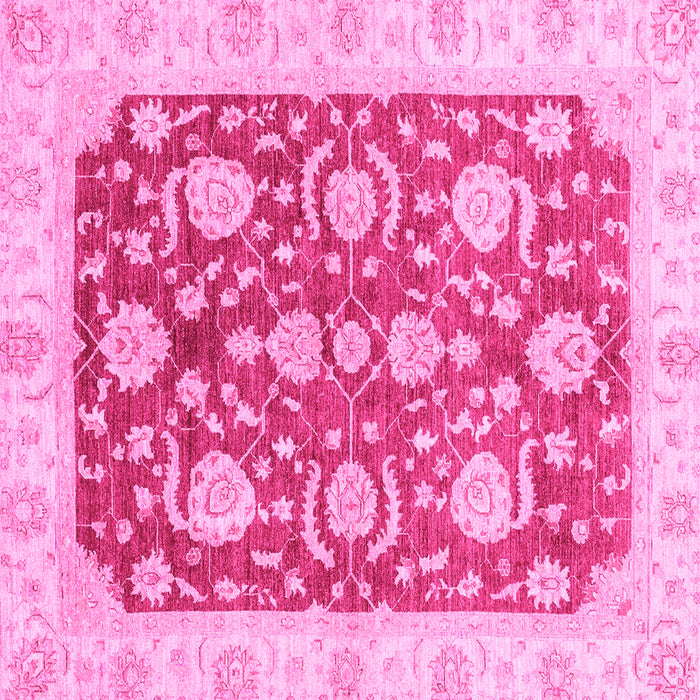 Square Machine Washable Oriental Pink Traditional Rug, wshabs3509pnk