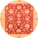 Round Oriental Orange Traditional Rug, abs3509org