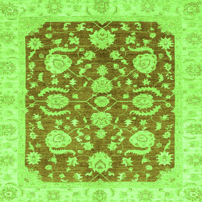 Square Machine Washable Oriental Green Traditional Area Rugs, wshabs3509grn