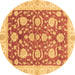 Round Oriental Brown Traditional Rug, abs3509brn