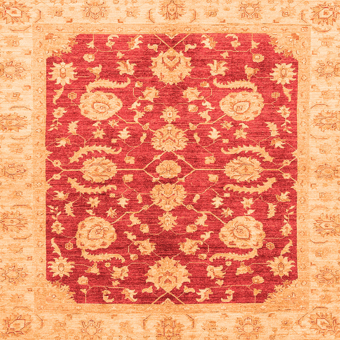 Square Machine Washable Oriental Orange Traditional Area Rugs, wshabs3509org