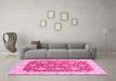 Machine Washable Oriental Pink Traditional Rug in a Living Room, wshabs3509pnk