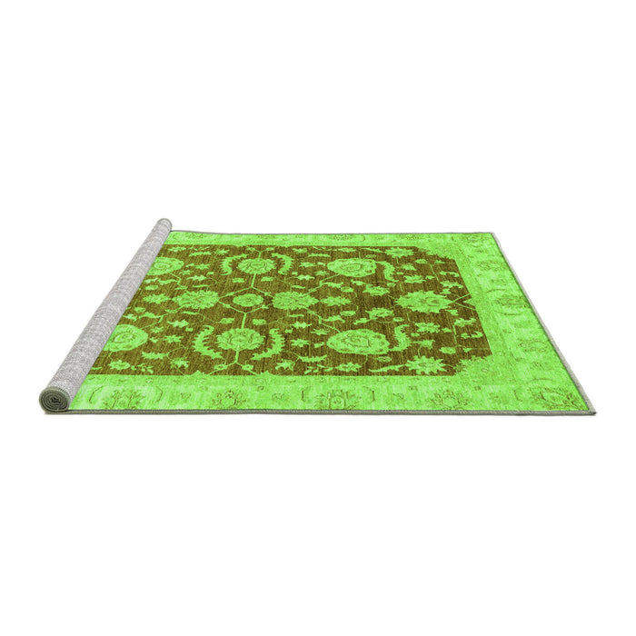 Sideview of Machine Washable Oriental Green Traditional Area Rugs, wshabs3509grn