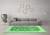 Machine Washable Oriental Emerald Green Traditional Rug, wshabs3509emgrn