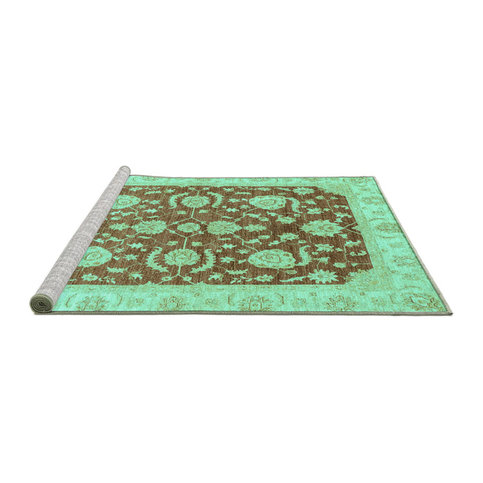 Sideview of Machine Washable Oriental Turquoise Traditional Area Rugs, wshabs3509turq