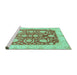 Sideview of Machine Washable Oriental Turquoise Traditional Area Rugs, wshabs3509turq