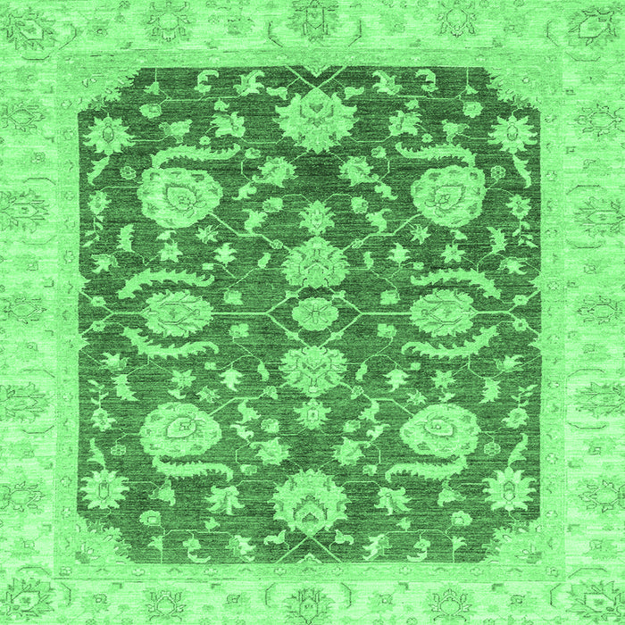 Square Machine Washable Oriental Emerald Green Traditional Area Rugs, wshabs3509emgrn