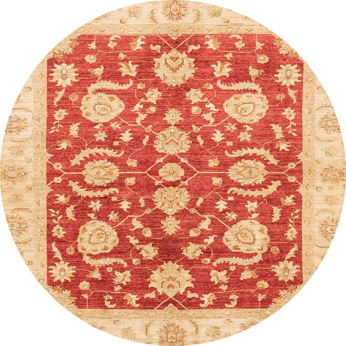 Round Machine Washable Abstract Orange Red Rug, wshabs3509