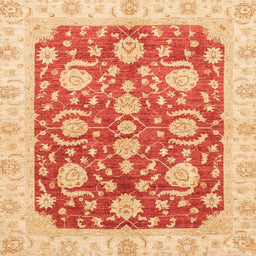 Square Abstract Orange Red Oriental Rug, abs3509