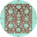 Round Oriental Light Blue Traditional Rug, abs3509lblu