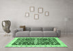 Machine Washable Abstract Emerald Green Modern Area Rugs in a Living Room,, wshabs350emgrn