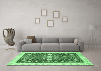 Machine Washable Abstract Emerald Green Modern Rug, wshabs350emgrn