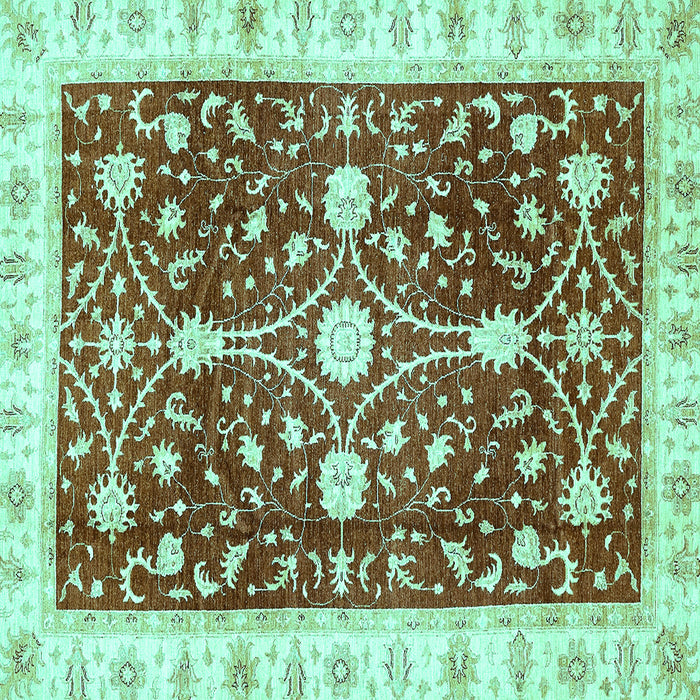 Square Machine Washable Abstract Turquoise Modern Area Rugs, wshabs350turq