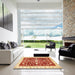 Square Abstract Mustard Yellow Modern Rug in a Living Room, abs350