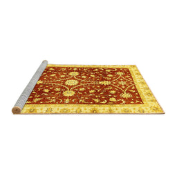 Sideview of Machine Washable Abstract Yellow Modern Rug, wshabs350yw