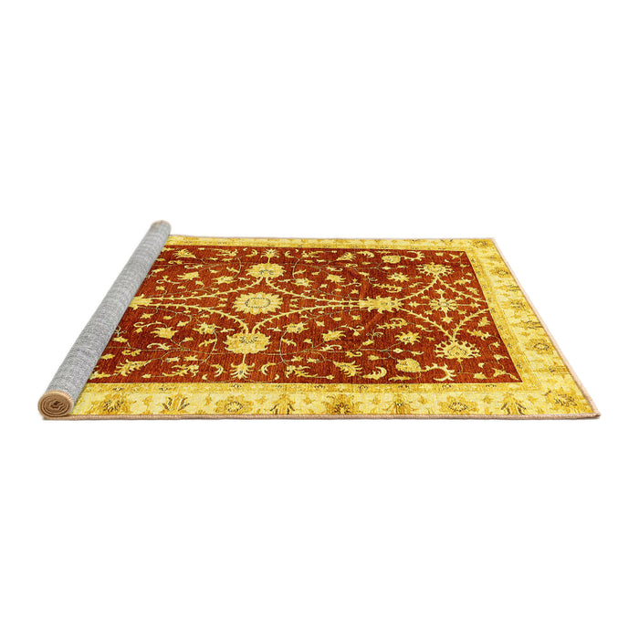 Sideview of Machine Washable Abstract Yellow Modern Rug, wshabs350yw