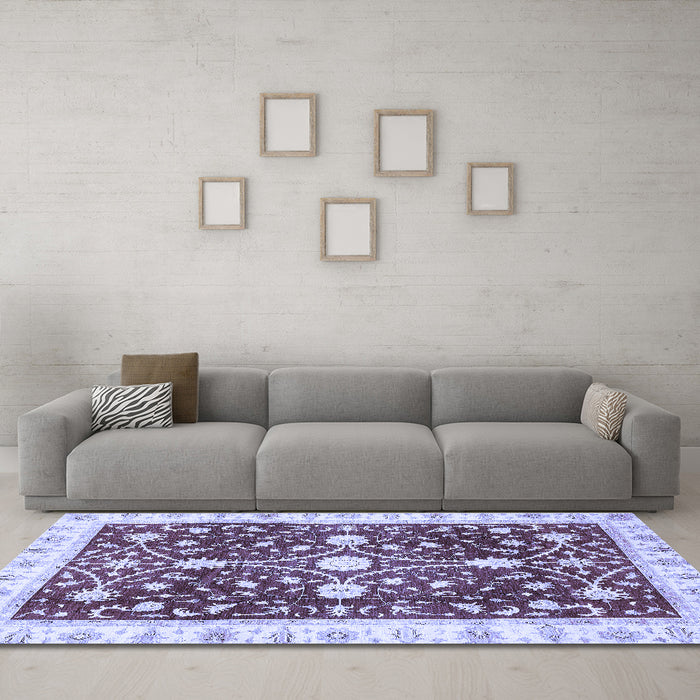 Machine Washable Abstract Blue Modern Rug in a Living Room, wshabs350blu