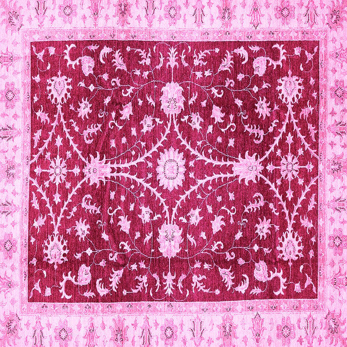 Square Machine Washable Abstract Pink Modern Rug, wshabs350pnk