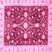 Square Machine Washable Abstract Pink Modern Rug, wshabs350pnk