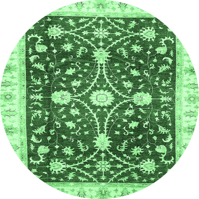 Round Machine Washable Abstract Emerald Green Modern Area Rugs, wshabs350emgrn