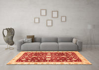 Machine Washable Abstract Orange Modern Rug, wshabs350org