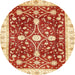 Round Abstract Mustard Yellow Modern Rug, abs350