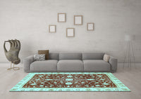 Machine Washable Abstract Light Blue Modern Rug, wshabs350lblu