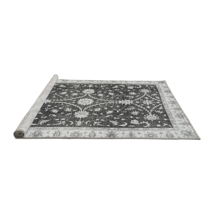 Sideview of Machine Washable Abstract Gray Modern Rug, wshabs350gry