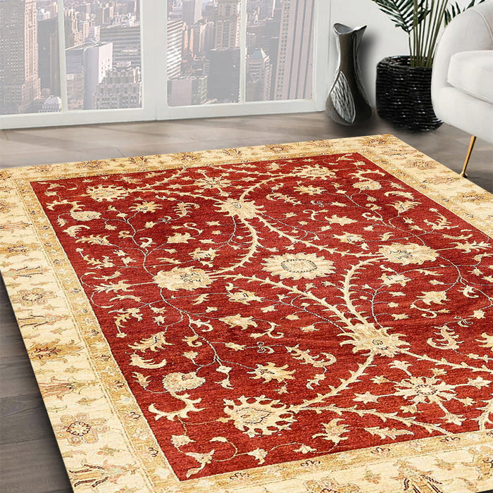 Abstract Mustard Yellow Modern Rug in Family Room, abs350