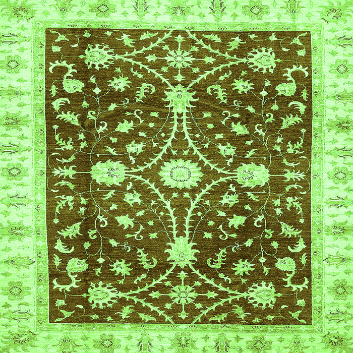Square Machine Washable Abstract Green Modern Area Rugs, wshabs350grn