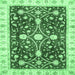 Square Machine Washable Abstract Emerald Green Modern Area Rugs, wshabs350emgrn