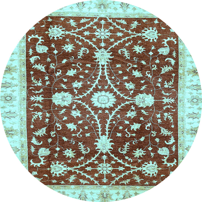 Round Machine Washable Abstract Light Blue Modern Rug, wshabs350lblu
