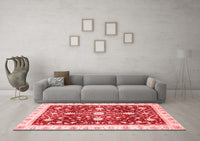 Machine Washable Abstract Red Modern Rug, wshabs350red