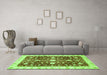 Machine Washable Abstract Green Modern Area Rugs in a Living Room,, wshabs350grn