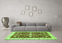 Machine Washable Abstract Green Modern Rug, wshabs350grn