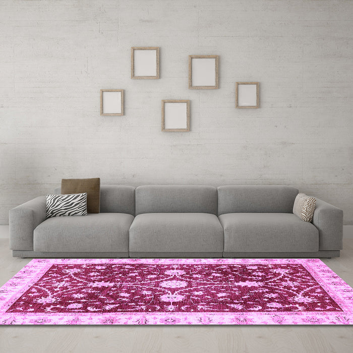Machine Washable Abstract Purple Modern Area Rugs in a Living Room, wshabs350pur