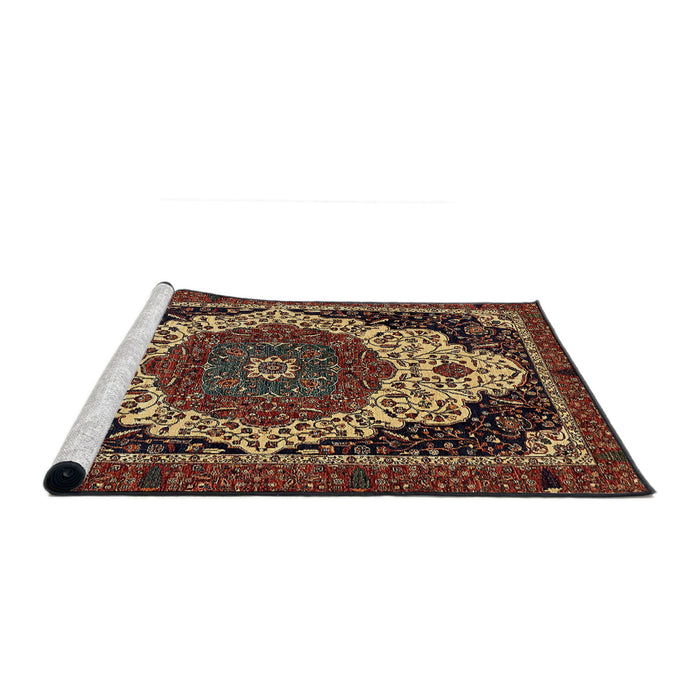 Sideview of Machine Washable Abstract Red Rug, wshabs351