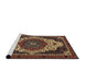 Sideview of Machine Washable Abstract Red Rug, wshabs351